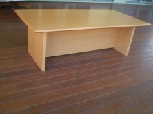 Rectangle Shape Polished Timber Veneer Coffee Table. H Base. 1200 X 600
